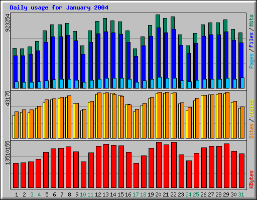 Daily usage for January 2004