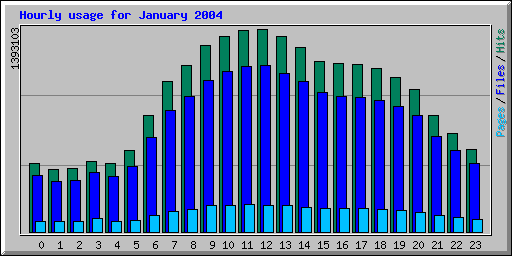 Hourly usage for January 2004