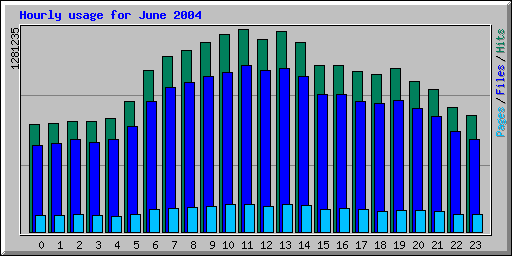 Hourly usage for June 2004